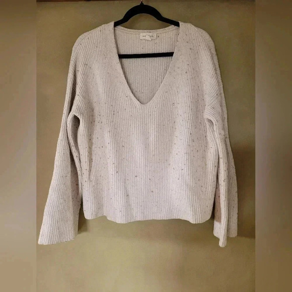 Treasure & Bond | V-Neck Ribbed Stitched Sweater Pullover, Size S - Picture 2 of 7